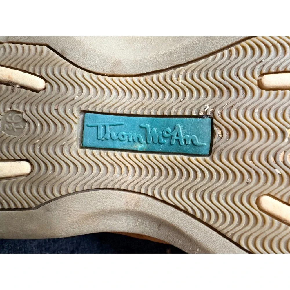 Thom McAn Mens Tan Leather Mesh Boat Shoes Lace Up Loafers Size 9.5